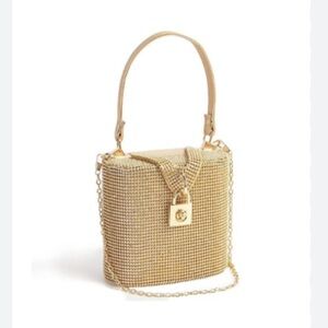 NWT Alessia Bianchi Gold Tone Bling Satchel Convertible Crossbody Bag Purse